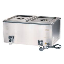 Romux® Bain-Marie Électrique Professionnel - 2 Bacs GN 1/2 de Table en Acier Inox avec Robinet de Vidange et Thermostat 30-110°C - 2000W_0