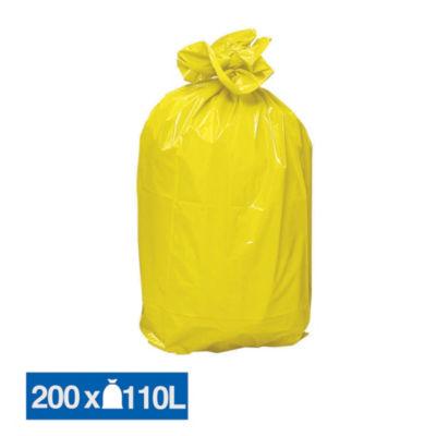 Sacs poubelle déchets lourds jaunes 110 L, lot de 200_0