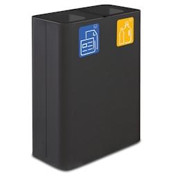 Stil Casa PURE système de collecte des déchets, acier peint, 60x30xh. 80 cm, 120 litres avec deux compartiments de 60 litres chacun, noir. - noir ac_0