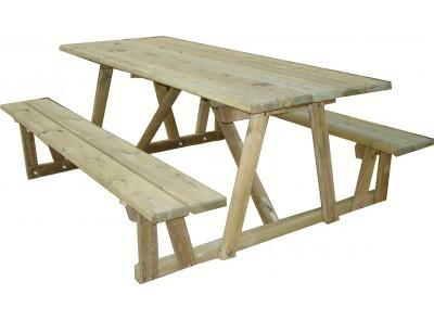 Table de pique-nique PAYSANNE - Pin Nord Rouge - 4/6 places - 1,23 x 1,50 m_0