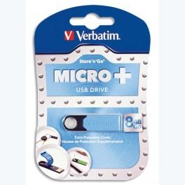 VERBATIM CLÉ USB 2.0 MICRO PLUS AVEC CAPOT DE PROTECTION 8GO BLEU 97759+REDEVANCE