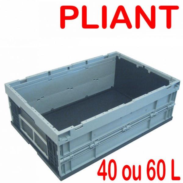 Bac norme europe pliant fond et parois pleines 400 x 600 mm Volume 40 litres_0