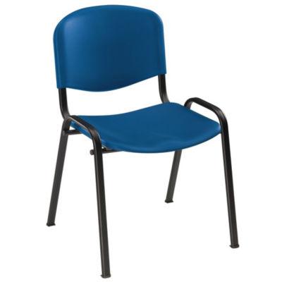 Chaise collectivités First - Polypropylène - Bleu - Pieds métal noir - lot de 4_0