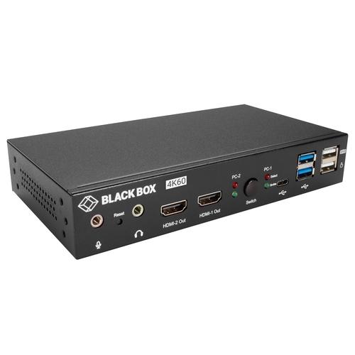 Commutateur KVM - UHD 4K, double moniteur, HDMI/DisplayPort, USB 3.2 Gen 1, USB Type C, audio, 2 ports_0