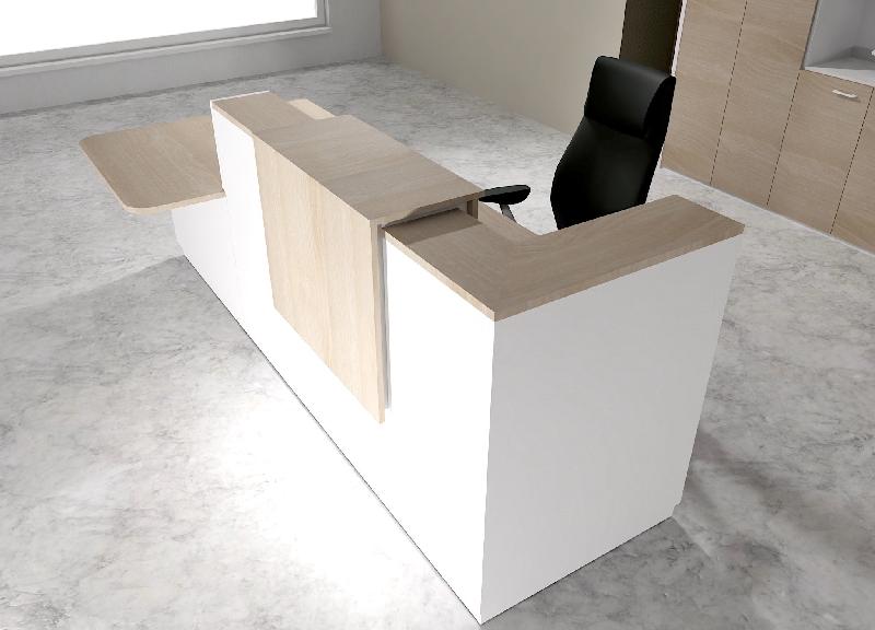 Comptoir d'accueil bi-colore avec PMR Delta et réhausse - 242, Gauche, Blanc, Non, Acacia clair_1