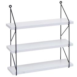 Décoshop26 - Étagère murale étagère suspendue 3 niveaux en métal et bois blanc 40x40x13 cm 04_0008676 - blanc 3000262671793_0