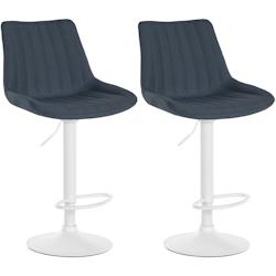 Décoshop26 - Lot de 2 tabourets de bar réglable en hauteur pivotant à 360° assise en tissu gris foncé couture verticale pied métal 10_0004438 -_0