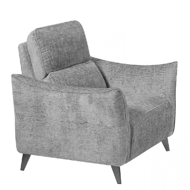 Fauteuil relaxation électrique design ATTITUDE tissu chenillé gris argent_0