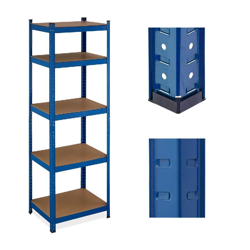 Helloshop26 - Étagère à charges lourdes modulable rangement garage 180 x 60 x 45 cm en acier bleu 13_0014772 - bleu Bois manufacturé 3000247547785_0