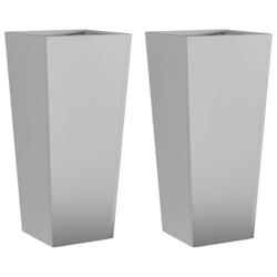 Helloshop26 - Jardinière bac lit surélevé plantes fleurs jardin terrasses lot de 2 35 x 35 x 75 cm acier galvanisé gris 02_0038943 - 3000217950966_0