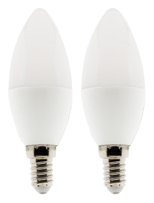Lot de 2 ampoules flamme LED E14 - 5W - Blanc neutre - 400 Lumen - 4000K - A+ - Zenitech_0
