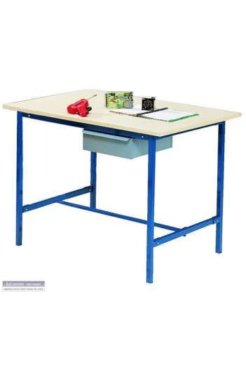 Paillasse / poste de travail 1200 x 800 mm - hauteur 860 mm - avec tiroir et plateau en contreplaqué ou mélaminé_0