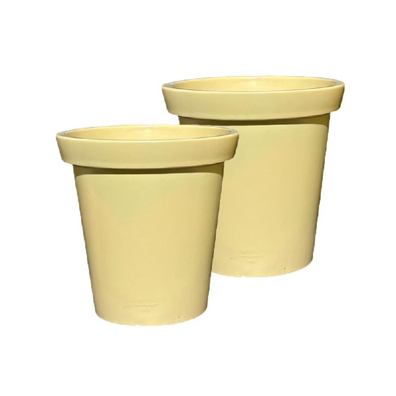 PLAST'UP ROTOMOULAGE Pot de fleurs rond xxl delight 200l - lot de 2 - IVOIRE - beige 0637962082609_0