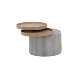 SalesFever Table d'appoint ronde | plateaux de table rotatifs | Couverture en tissu texturé | Bois MDF | L 50 x P 50 x H 45 cm | gris clair - gris mu_0