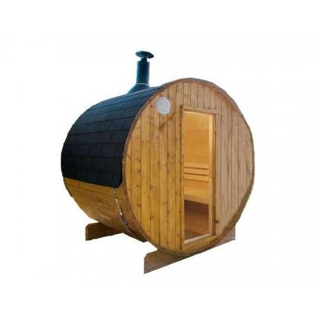 Sauna ext?Rieur harvia type tonneau avec po?Le ? Bois 180 cm (l) x 220 cm (diam?Tre)_0