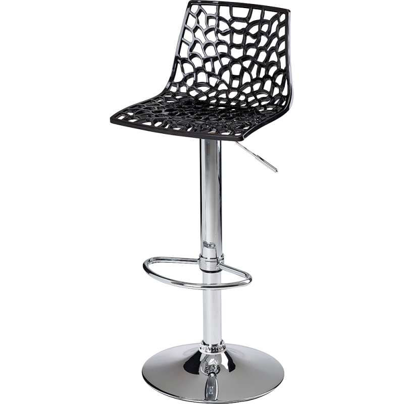 Tabouret design contemporain - assise en polycarbonate noir ou blanc - piètement chromé réglable en hauteur_0