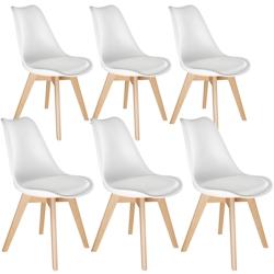 Tectake 6 Chaises de Salle à Manger FRÉDÉRIQUE Style Scandinave Pieds en Bois Massif Design Moderne - blanc -403816 - blanc plastique 403816_0