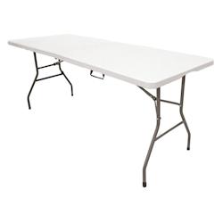 TheHomeWeeks Table pliante à usage public 180 x 70 x 74 cm – Portable, plateau en PEHD de 3,5 cm, The HomeWeeks - blanc plastique 8437027003059_0