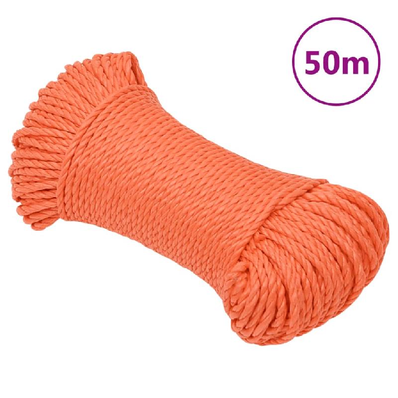 Vidaxl corde de travail orange 3 mm 50 m polypropylène 152919_0