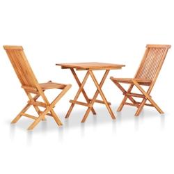 VidaXL Ensemble de bistro pliable 3 pcs Bois de teck solide - marron Bois massif 48997_0
