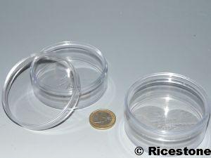 4A) 12X BOITES PLASTIQUE RONDE Ø70 X 30  MM.