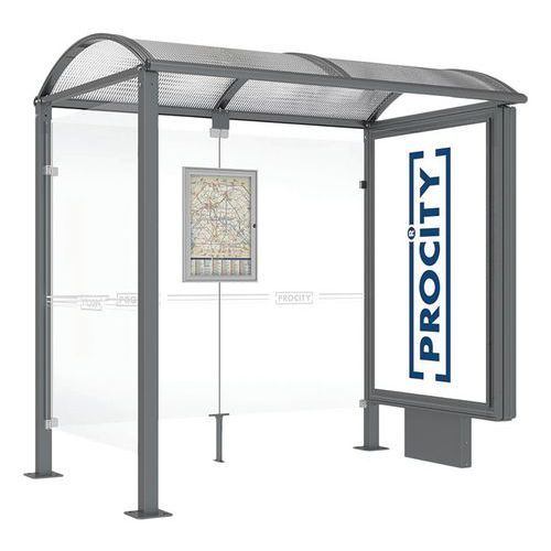 ABRI BUS VOÛTE 2.50 M CAISSON 1 BARDAGE LAT. GRIS PROCITY - PROCITY