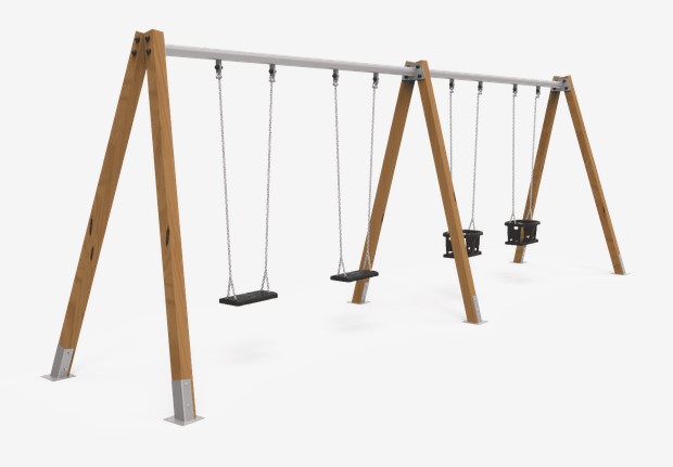 Balançoire combo 4 JL2222000 - structure en bois lamellé et métal - résistante aux intempéries_0