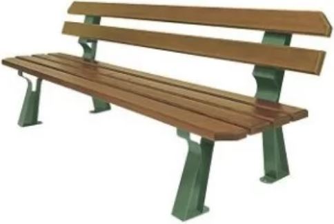 Banc public Chicago - 6 lames en bois traité - Longueur 195 cm - Piétement double en acier - Livré monté_0