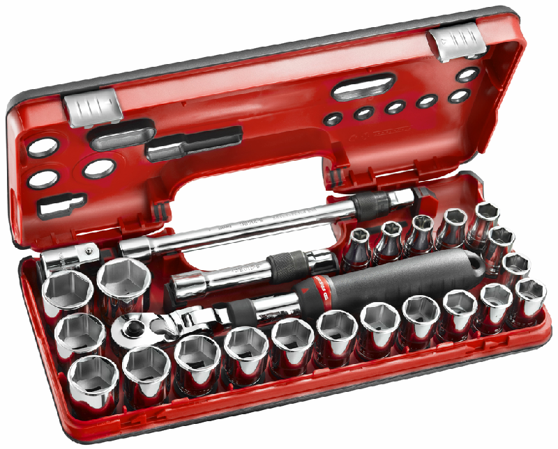 COFFRET DBOX CLIQUET EXTENSIBLE 1/2'' - DOUILLES 1/2'' 6 PANS MÉTRIQUES - FACOM - SXL.DBOX3PB
