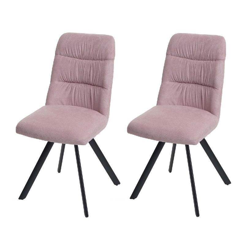 Décoshop26 - Lot de 2 chaises de salle à manger rotation à 90° dans les deux sens en velours rose structure en acier 04_0007360 - acier 3000262078103_0