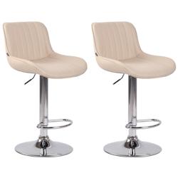 Décoshop26 - Lot de 2 tabourets de bar chaises hautes en PVC crème coutures verticales support en métal chromé 10_0004274 - 3000252018270_0