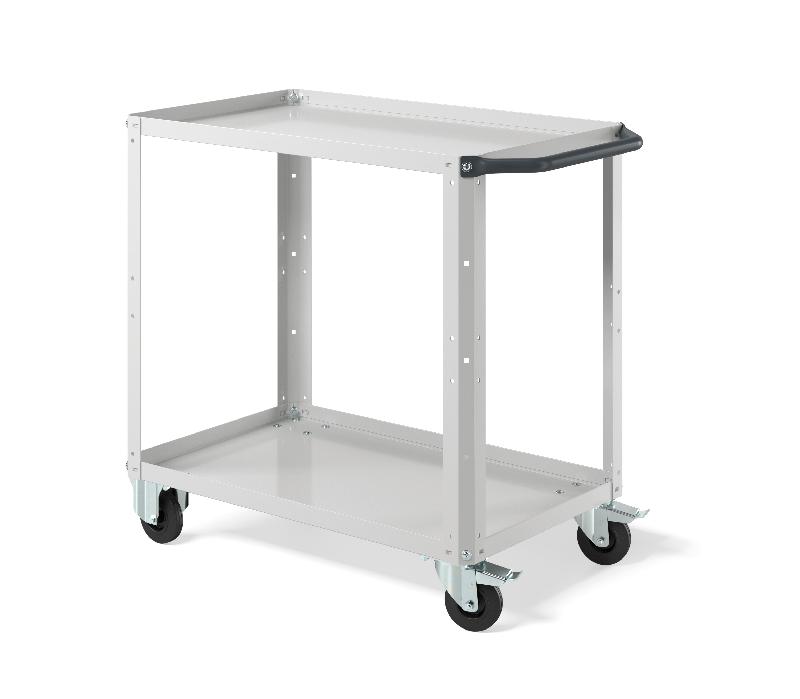 Desserte S1 grise - modèle 2 niveaux avec 4 roulettes et structure métallique_0