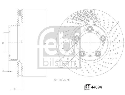 Disque de frein FEBI Bilstein 44094 - avant - poinçonné/ventilé - boîte de 1 disque_0