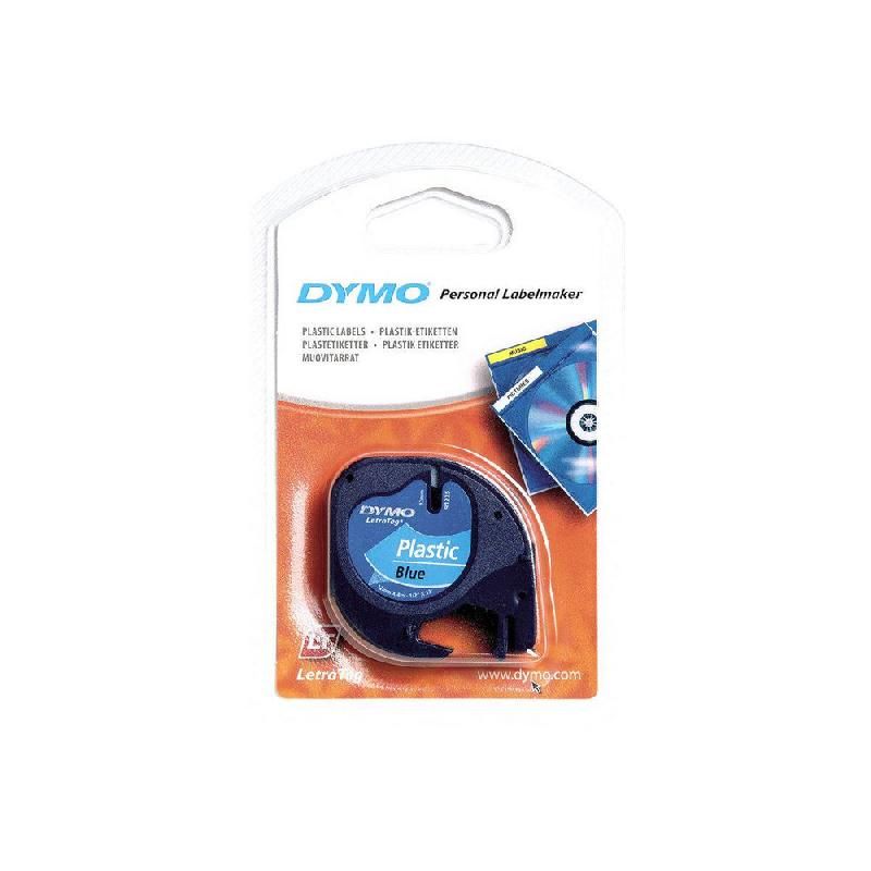 DYMO RUBAN TITREUSE DYMO - LETRATAG LT - MATIÈRE  PLASTIQUE - ÉCRITURE NOIR / FOND BLEU - 12 MM X 4 M - MODÈLE S0721650