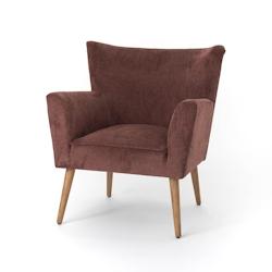Fauteuil Léon marron en velours côtelé et bois -  Autre Tissu Amadeus 71.5x70.5 cm - marron 3520071822815_0