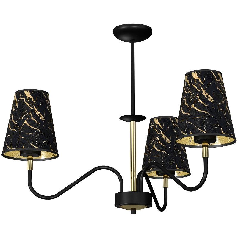 EKO-LIGHT PLAFONNIER HARMIAS NOIR/DORÉ À 3 LAMPES