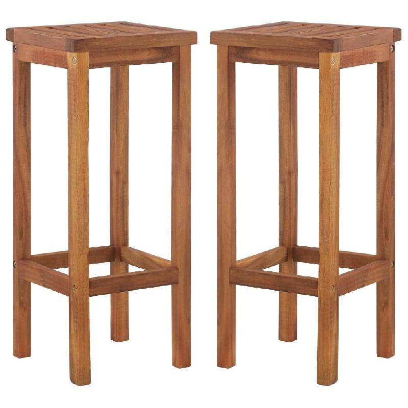 Lot de deux tabourets de bar design - Chaises en bois d'acacia massif avec repose-pieds - 1202048_0