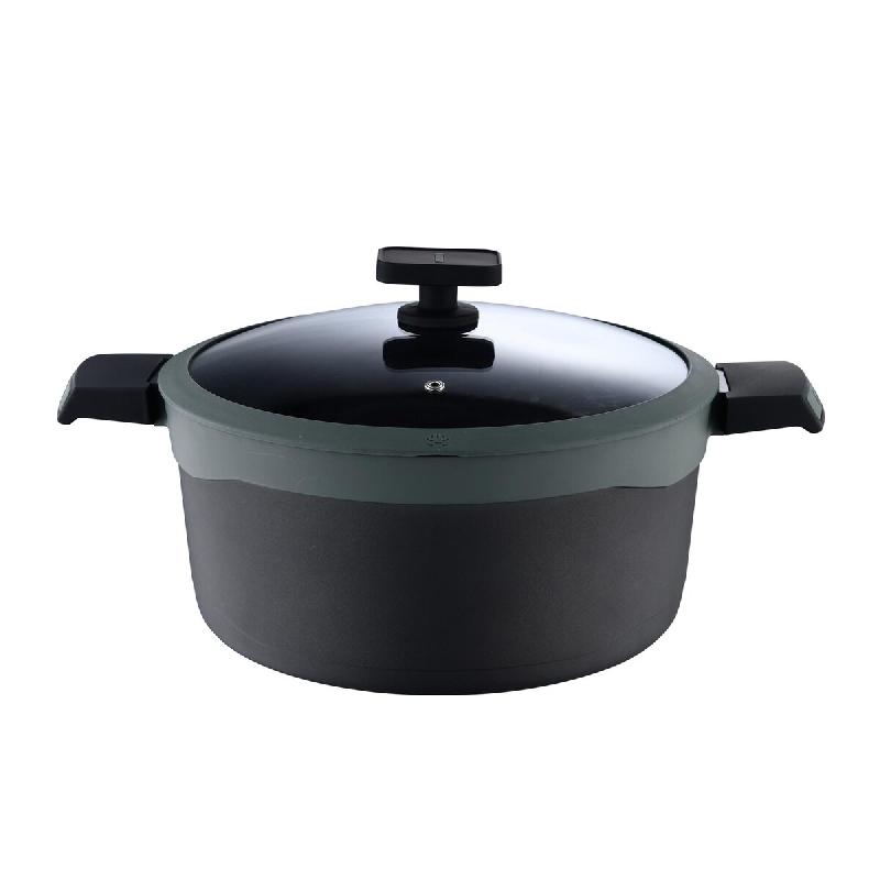 Masterpro - Cocotte Ø28 x 13,5 cm avec couvercle en fonte d'aluminium avec revêtement antiadhésif GASTRO REECO - noir Q5147_0