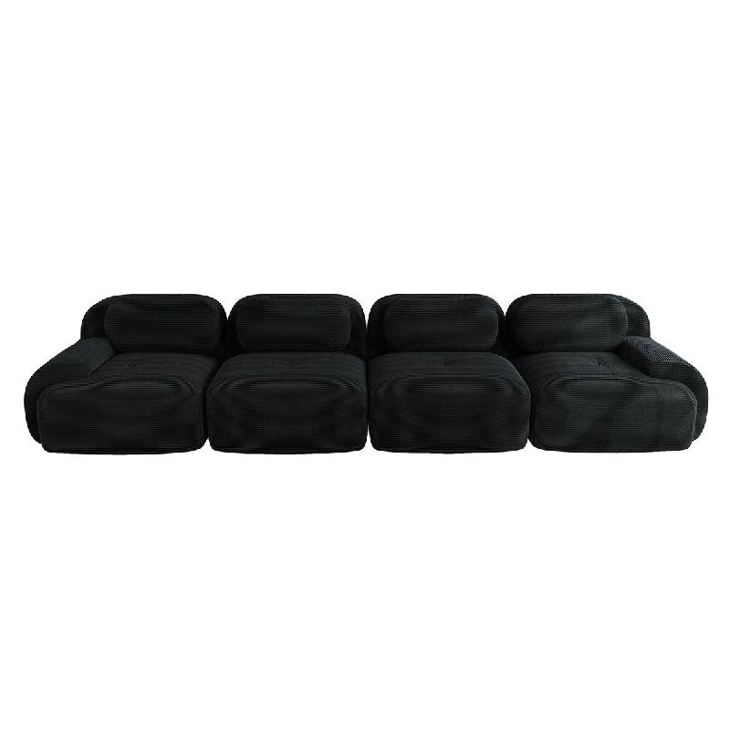 Merax canapé modulable en corde 4 places, canapé nuage sans cadre, près du sol avec assise profonde, doux et confortable, antidérapant, noir - noi_0