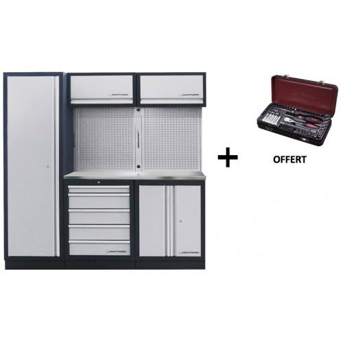MEUBLE D'ATELIER MODULAIRE 3 ÉLÉMENTS PLAN DE TRAVAIL INOX MOBILIO KRAFTWERK