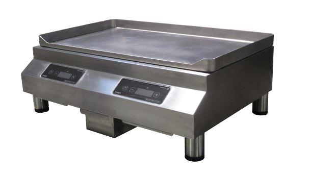 Plancha induction 2 zones 8000 W triphasé - cadre inox, surface composite haute performance_0
