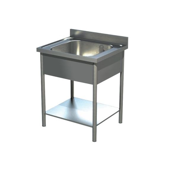 Plonge 1 bac avec égouttoir droit - 600 x 600 x 950 mm - Acier inox AISI 304_0