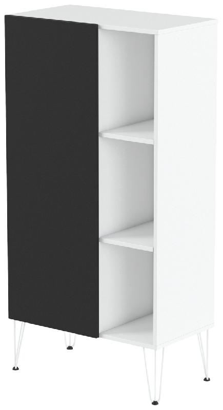 RANGEMENT HAUT JAVA 80 CM 1 PORTE 3 NICHES BLANC/NOIR - MANUTAN COLLECTIVITÉS