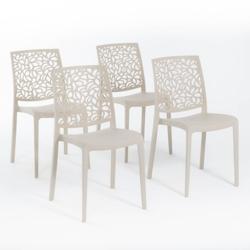 RATTATAN Set 4 Chaises en polypropylène avec fibre de verre empilables pour extérieur et jardin, bar et restaurant, cuisine design moderne - ANNA -_0