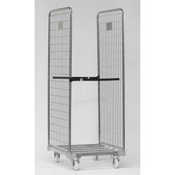 Roll-container vertical petite maille 2 côtés - électrozingué blanc - charge utile 500 kg - roues Ø 125 mm_0