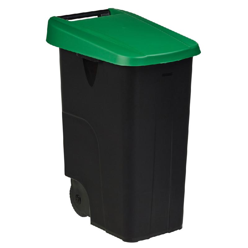 ROSSIGNOL Poubelle de tri mobile - 85l  - movatri  - noir / vert - couv ferme_0