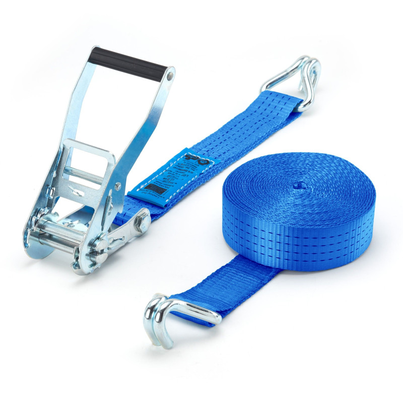 Sangle d'arrimage 50mm 2 pieces avec crochet droit 8.5m+0.5m 4tonnes_0