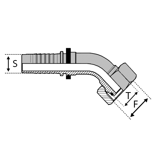 Série S - Forte - Cône 24° - Femelle O-ring - 45° (DKOS45) - 3 , 3/16
