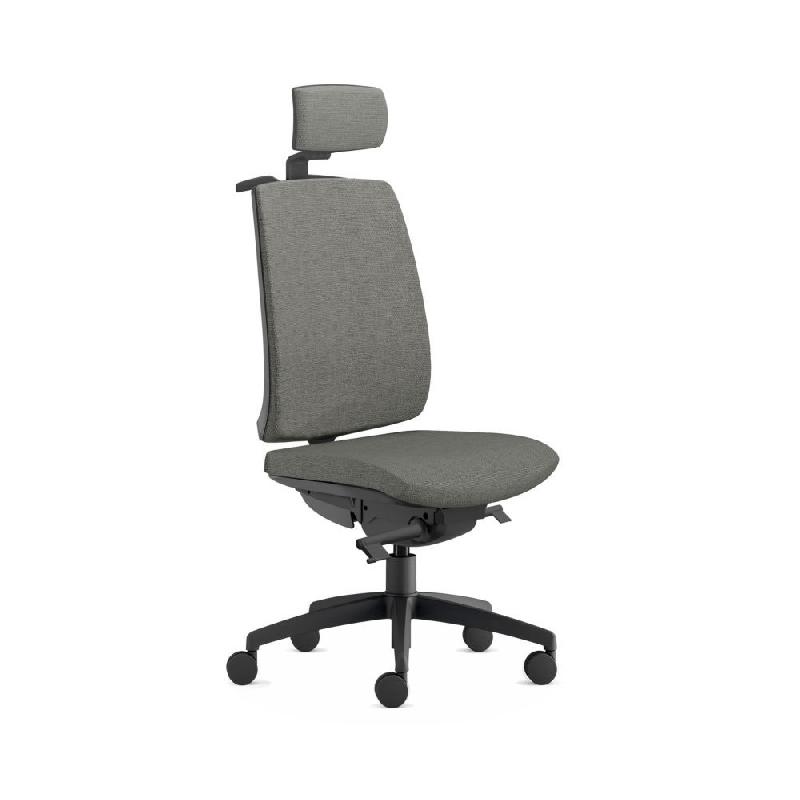 SIEGE DE BUREAU TARAH AVEC APPUI-TETE ET PORTEMANTEAU - TISSU GRIS