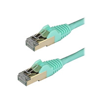 STARTECH.COM 1M CAT6A ETHERNET CABLE, 10 GIGABIT SHIELDED SNAGLESS RJ45 100W POE PATCH CORD, CAT 6A 10GBE STP NETWORK CABLE W/STRAIN RELIEF, AQUA, FLUKE TESTED/UL CERTIFIED WIRING/TIA - CATEGORY 6A - 26AWG (6ASPAT1MAQ) - CORDON DE RACCORDEMENT - 1 M - TUR